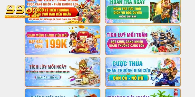 Top các chương trình ưu đãi tặng thưởng nạp tiền tại 99OK